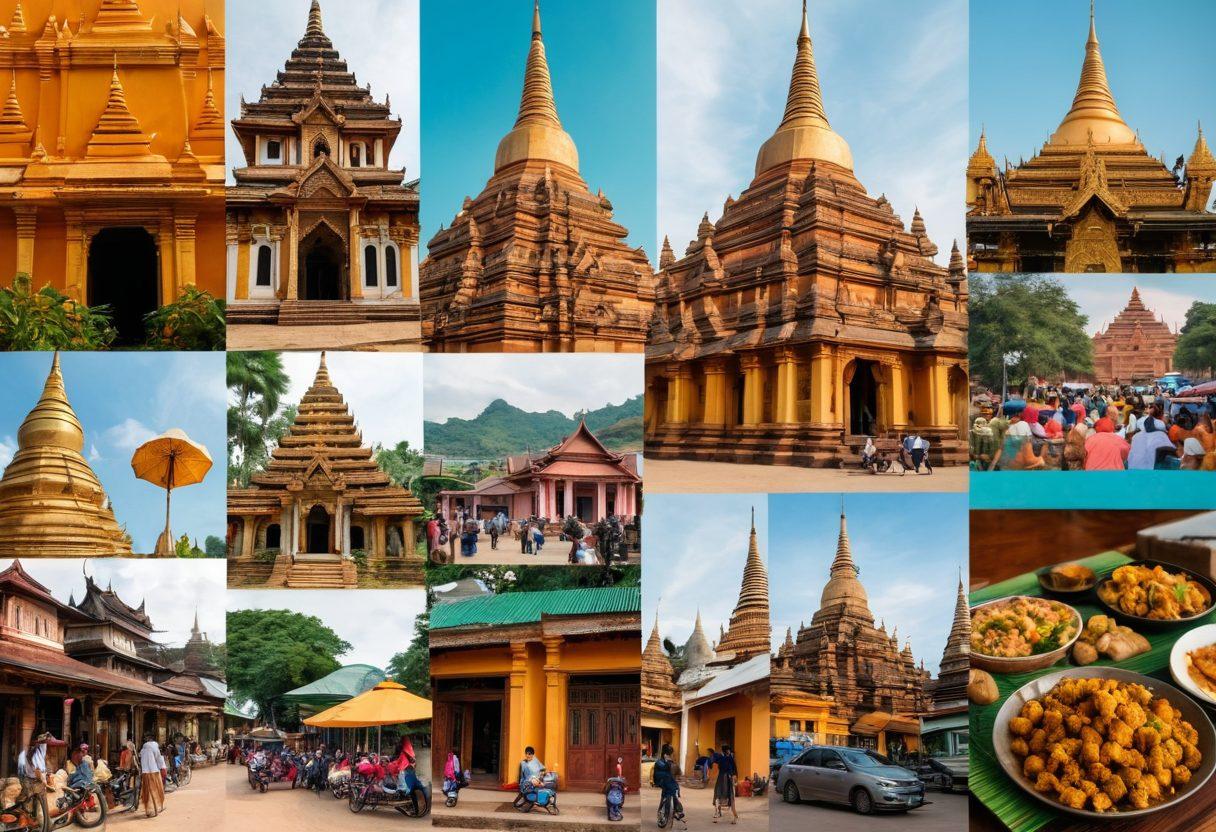 A vibrant collage showcasing the essence of Myanmar’s adult blogging scene, featuring a mix of traditional culture like pagodas and local markets alongside modern digital elements like laptops and smartphones. Incorporate diverse bloggers sharing their stories, symbolizing lifestyle and diversity. Use warm, inviting colors to reflect the culture juxtaposed with a sleek digital aesthetic. Include subtle hints of Burmese cuisine and street life in the background. super-realistic. vibrant colors. 3D.